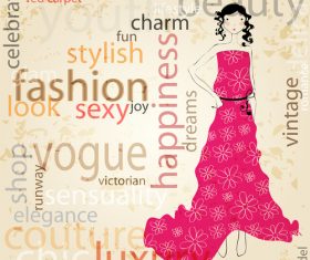 Girl with fashion background design vector