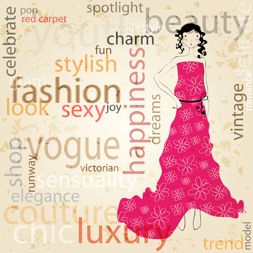 Girl with fashion background design vector