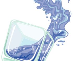 Glass cup with water splash vector material