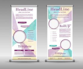 Gold line display board design vector material 02