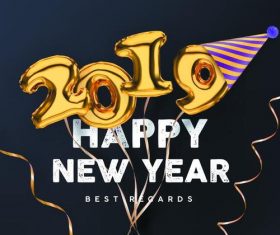 Golden 2019 new year festvial vector