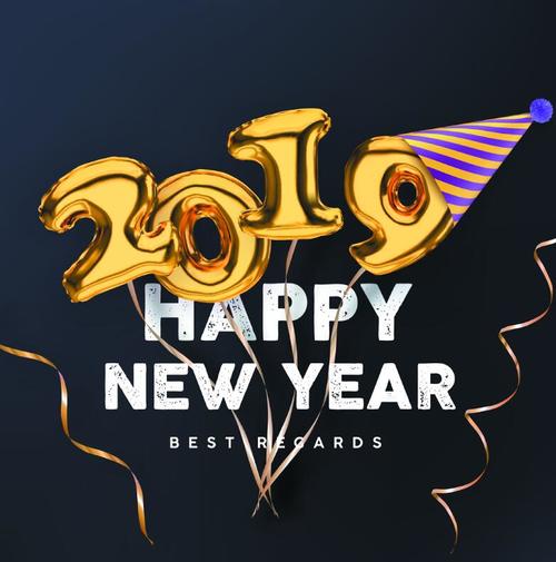 Golden 2019 new year festvial vector