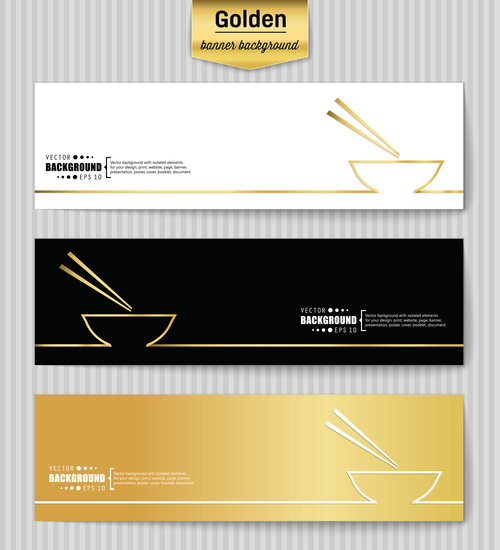 Golden banners template vectors set 03