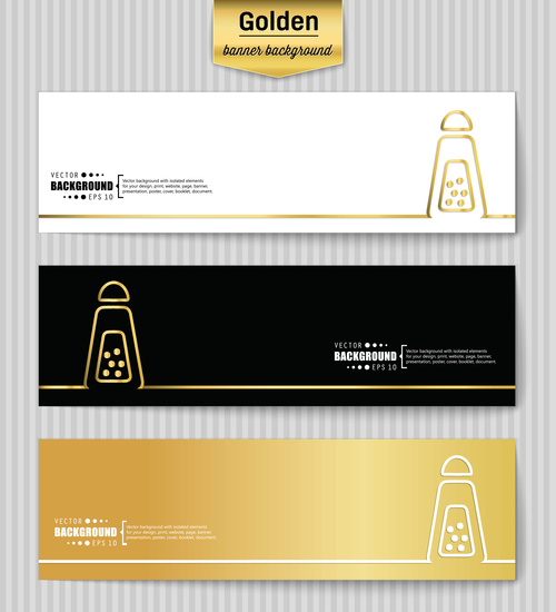 Golden banners template vectors set 04