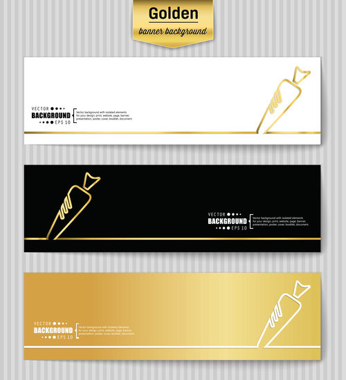 Golden banners template vectors set 06