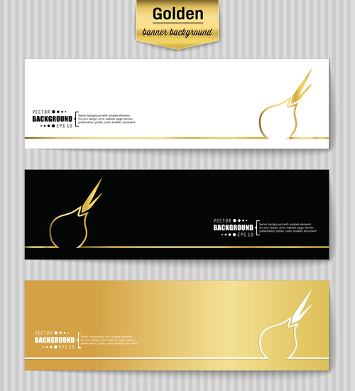 Golden banners template vectors set 11