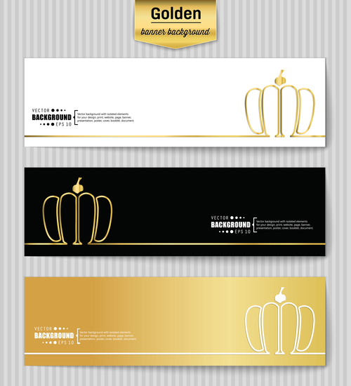 Golden banners template vectors set 12
