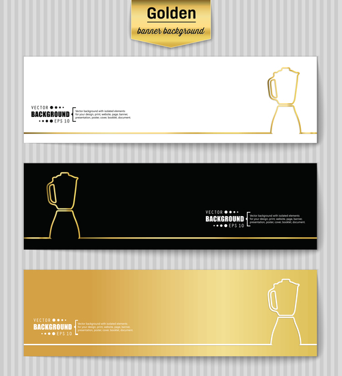 Golden banners template vectors set 19