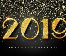 Golden confetti with 2019 new year background vectors