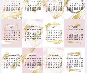 Golden decor with 2019 calendar template vector