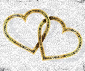 Golden heart with decor background vectors