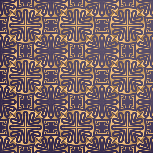Golden lines floral decor seamless pattern vector 01