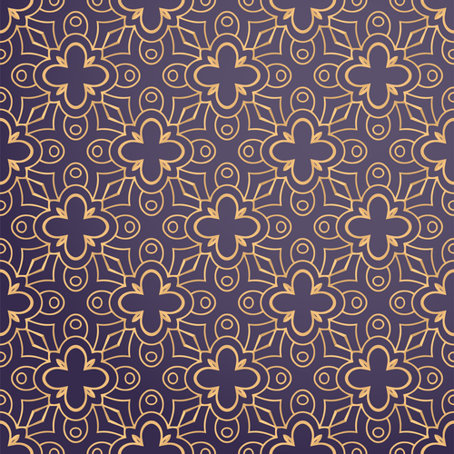 Golden lines floral decor seamless pattern vector 02