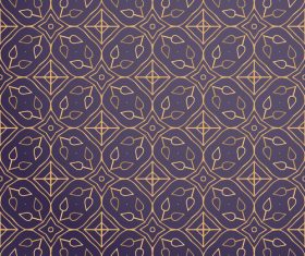 Golden lines floral decor seamless pattern vector 03