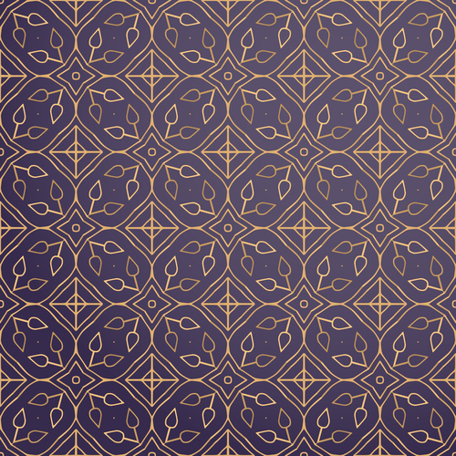 Golden lines floral decor seamless pattern vector 03