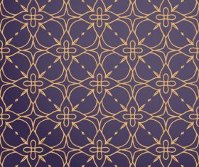 Golden lines floral decor seamless pattern vector 04