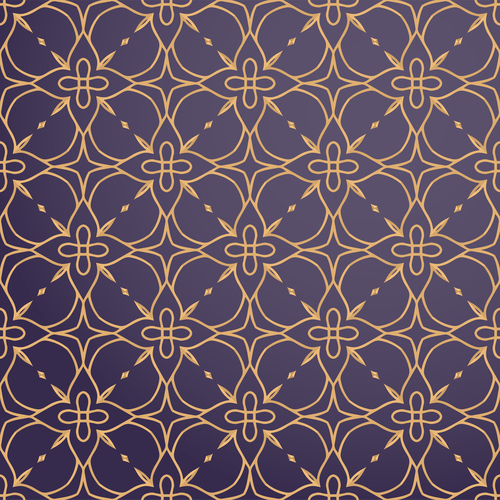 Golden lines floral decor seamless pattern vector 04