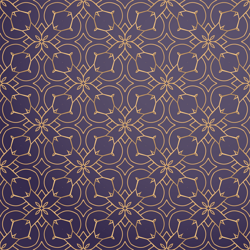 Golden lines floral decor seamless pattern vector 05