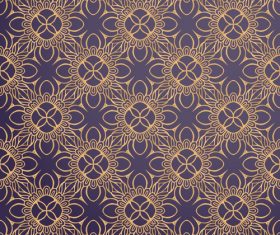 Golden lines floral decor seamless pattern vector 08
