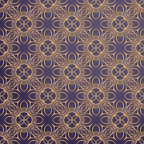 Golden lines floral decor seamless pattern vector 08