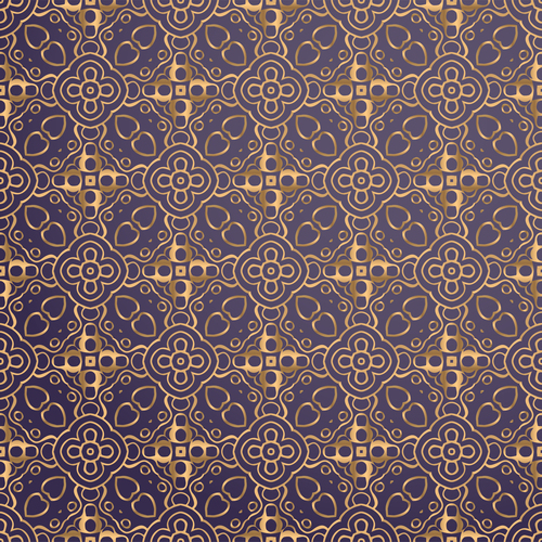 Golden lines floral decor seamless pattern vector 09