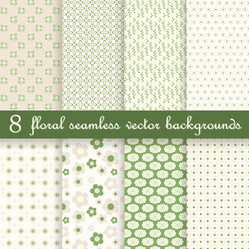 Green floral seamless background vector material