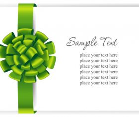 Green ribbons bows with white cards vector 01