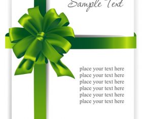 Green ribbons bows with white cards vector 02