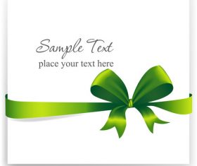 Green ribbons bows with white cards vector 03