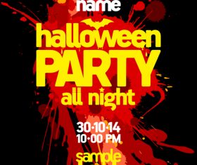 Halloween All night Party Poster blur blood vector