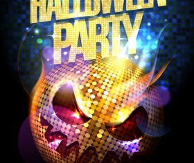 Halloween Party Disco Pumpkin Head Poster blue vector