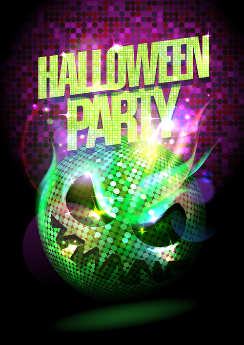 Halloween Party Disco Pumpkin Head Poster violet vector