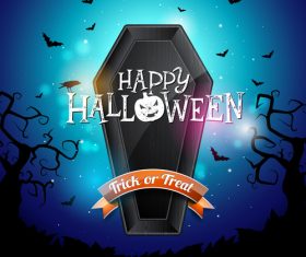 Halloween background with blue night vector