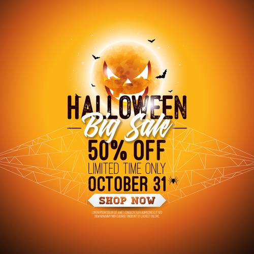 Halloween big sale poster design vector