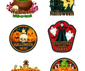 Halloween labels design vector material 01