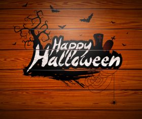 Halloween logo with wooden background vector
