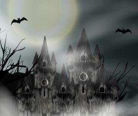 Halloween night background with bats vector