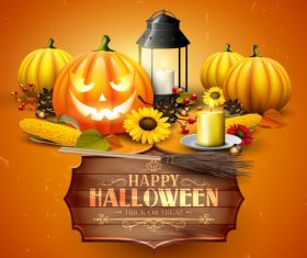 Halloween orange design with wooden sign vector