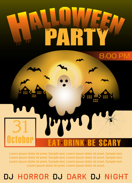 Halloween party flyer design vectors 1