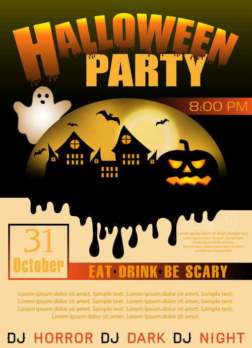 Halloween party flyer design vectors 2