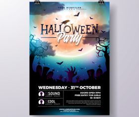 Halloween party flyer with poster vector template 01