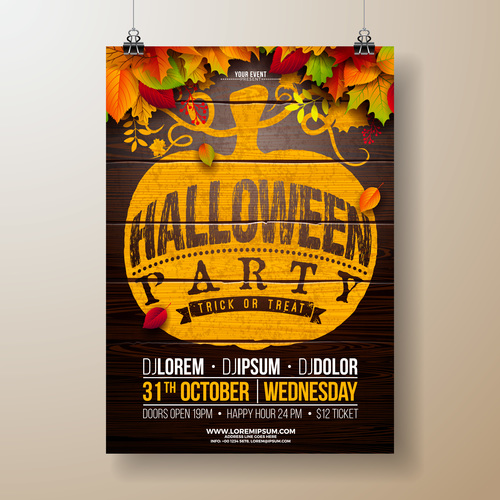 Halloween party flyer with poster vector template 02