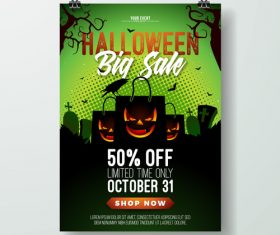 Halloween party flyer with poster vector template 03
