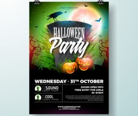 Halloween party flyer with poster vector template 04