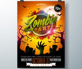 Halloween party flyer with poster vector template 07