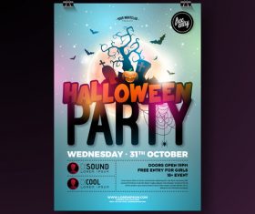 Halloween party flyer with poster vector template 08