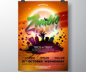 Halloween party flyer with poster vector template 09