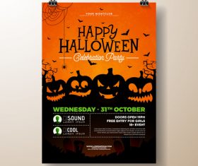 Halloween party flyer with poster vector template 10