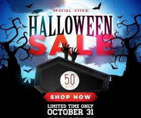 Halloween poster sale template vector 01