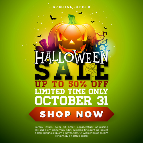 Halloween poster sale template vector 02
